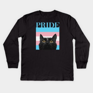 Vintage Black Cat Transgender Pride Kids Long Sleeve T-Shirt